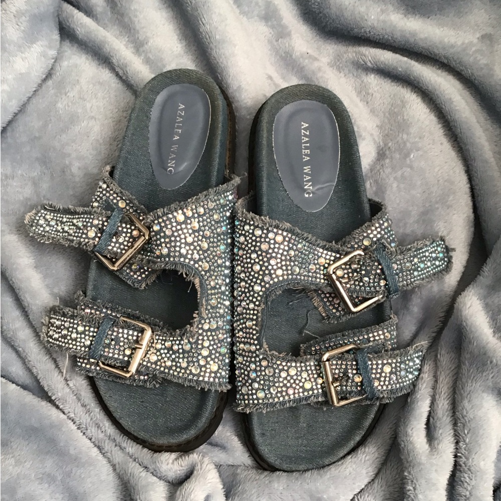 Azalea Wang Glittering Denim Sandals